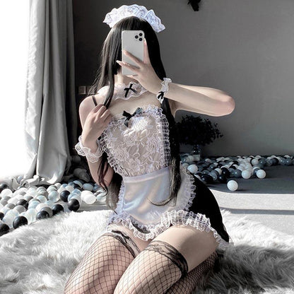 Kawaii Black Sexy Maid Lingerie Dress