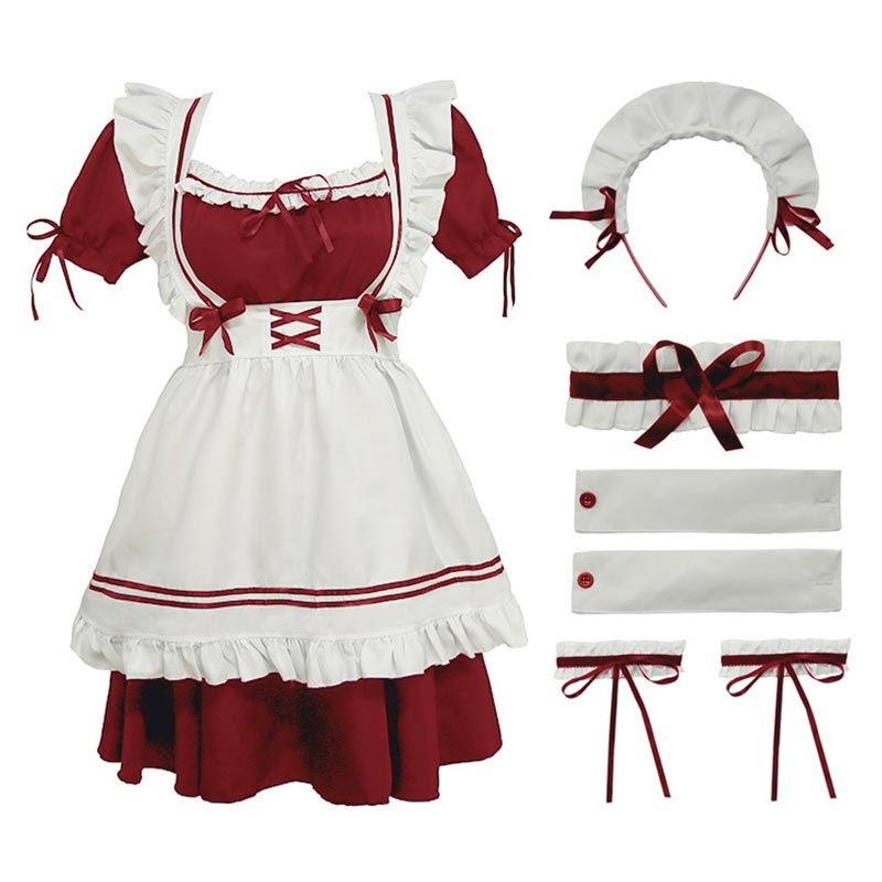 Lolita Seven Piece Ruffled Maid Dress