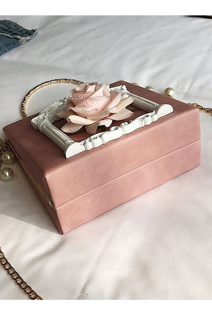 Vintage Rose Pearl Chain Shoulder Bag