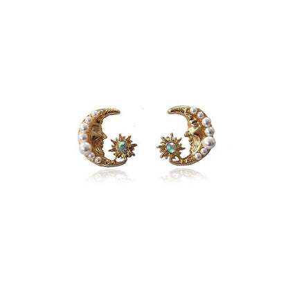 Earrings Adorned with Crescent Moon and Stars Wonderland Case