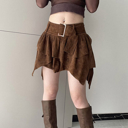 Brown Y2K Cord Skirt