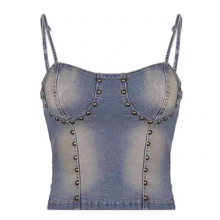 Vintage Denim Rivet Top