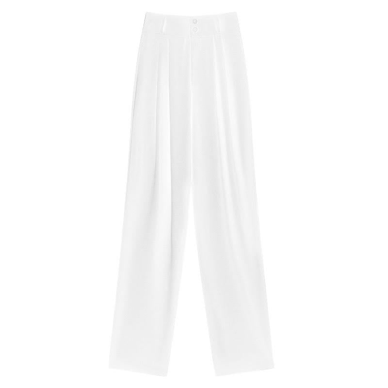 High Waist Wide Leg Double Button Drape Suit Pants