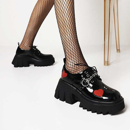 Y2K Red Heart Lolita Mary Janes Shoes