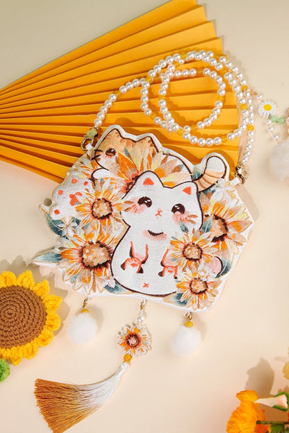 Multi-Color Sunflower Cat Crossbody Bag