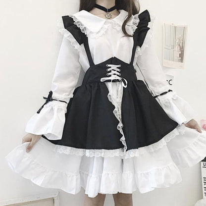 Gothic Bow Tie Lolita Maid Costume Dress