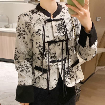 Vintage Floral Print Buckle Long Sleeve Shirt Vest