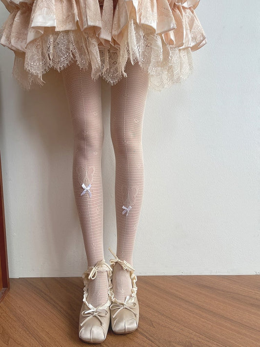 Hollow-out Tights Nude Trim /Lace Socks Butterfly Pattern