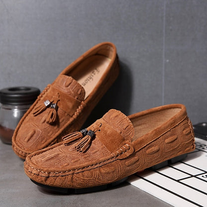Detail Faux with Suede Tassel Men's and Brown Loafers