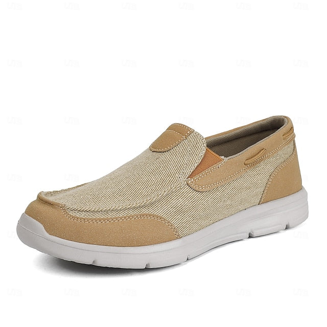 Beige Lightweight – Slip-On Men's Loafers Canvas
