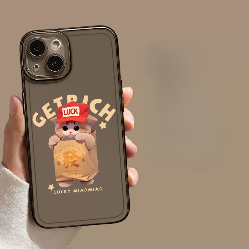 Get Rich Cat Phone Case - For iPhone 15 / Cat A-black