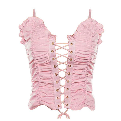 Pink Princess  Lace Up Top