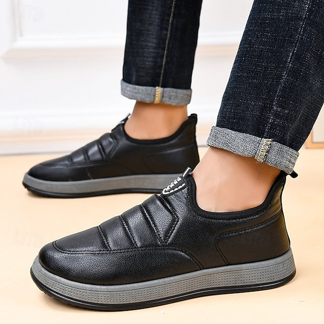 PU Winter Slip-Ons Fleece Loafers Boots lined Men's