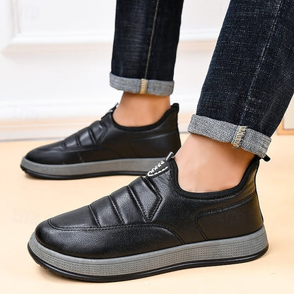 PU Winter Slip-Ons Fleece Loafers Boots lined Men's