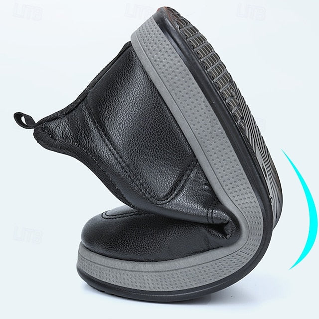 PU Winter Slip-Ons Fleece Loafers Boots lined Men's