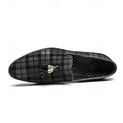 Plaid Men's Decoration Loafers Tassel – Elegant with