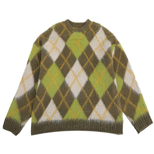 Vintage Green Argyle Sweater