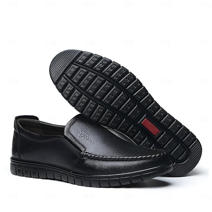 Cowhide Black with Men's Slip-On Premium Loafers Decorative