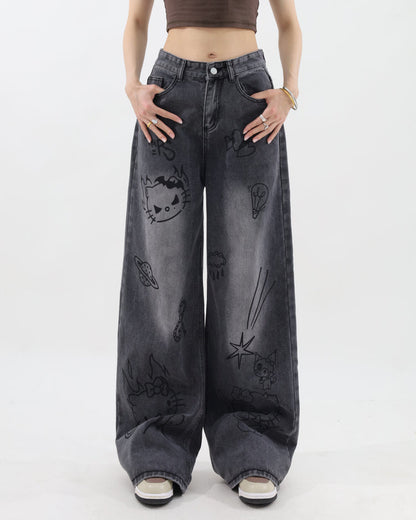 Y2K Denim Cat Jeans