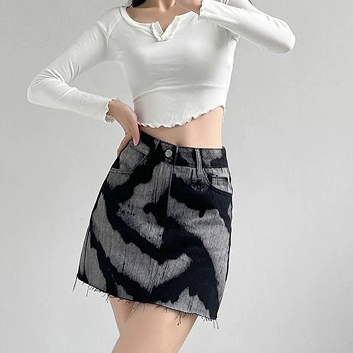 Y2K Pattern Denim Skirt