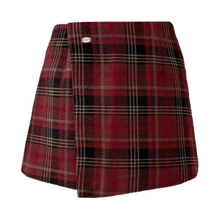 Red Plaid Wrap Skirt