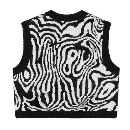 Eyes Cropped Knit Vest