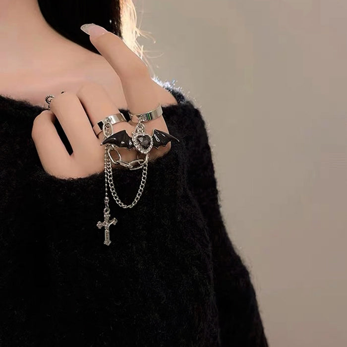 Heart Cross Double Ring