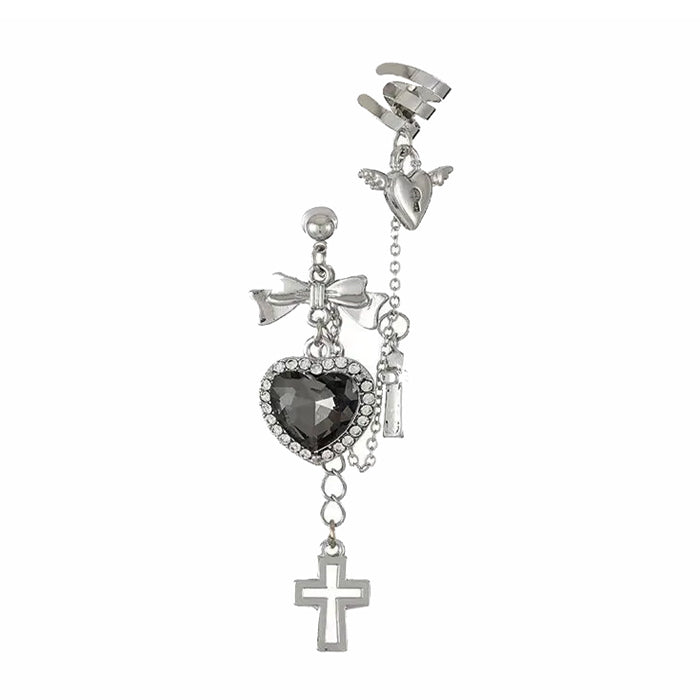 Elegant Heart Cross Ear Cuff