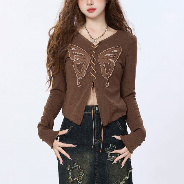 Front Lace Butterfly Top