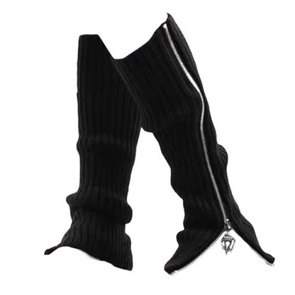 Y2K Black Zip Up Leg Warmers