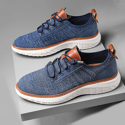 with Knit Shoes Sneakers Lace-Up Beige Men's Lightweight