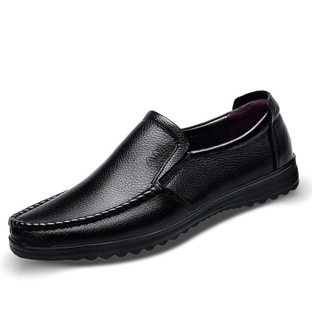 Cowhide Black with Men's Slip-On Premium Loafers Decorative