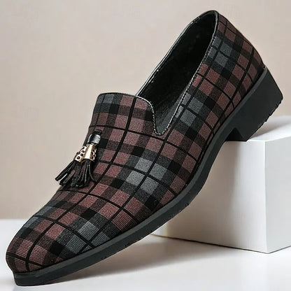 Plaid Men's Decoration Loafers Tassel – Elegant with