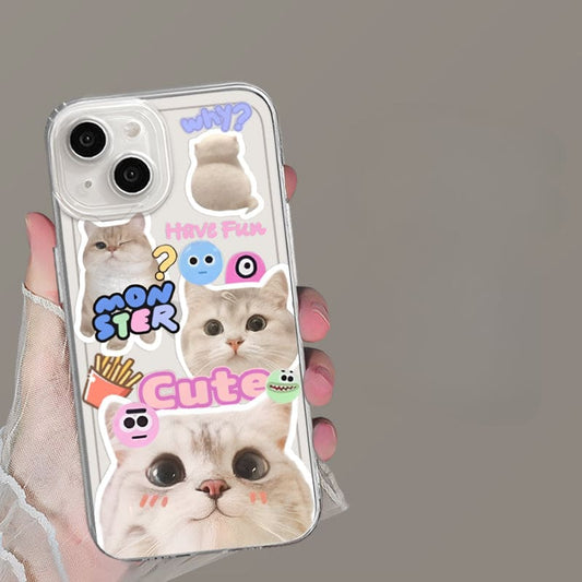 Have Fun Cat Phone Case - For iPhone 15 / Cat A-transparent