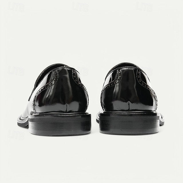 Cowhide Black with Men's Slip-On Premium Loafers Decorative