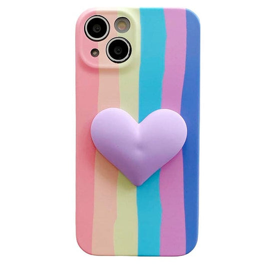 Heart Rainbow Stripes iPhone Case - iPhone 7 / Purple Heart