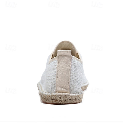 Men's Beige Shoes with Lace-Up Rope Espadrille Jute Canvas