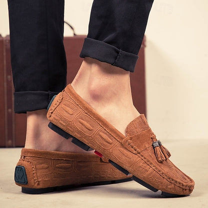 Detail Faux with Suede Tassel Men's and Brown Loafers