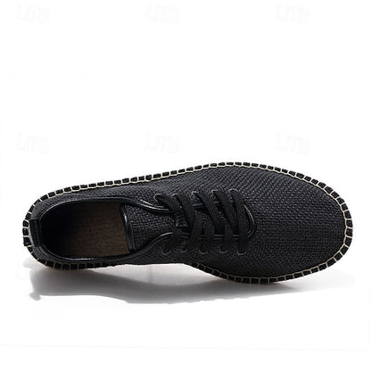 Men's Beige Shoes with Lace-Up Rope Espadrille Jute Canvas