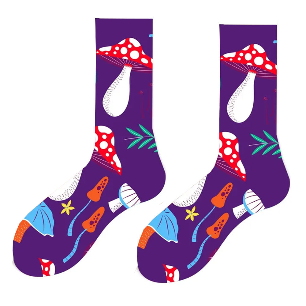 Purple Mushroom Print Socks