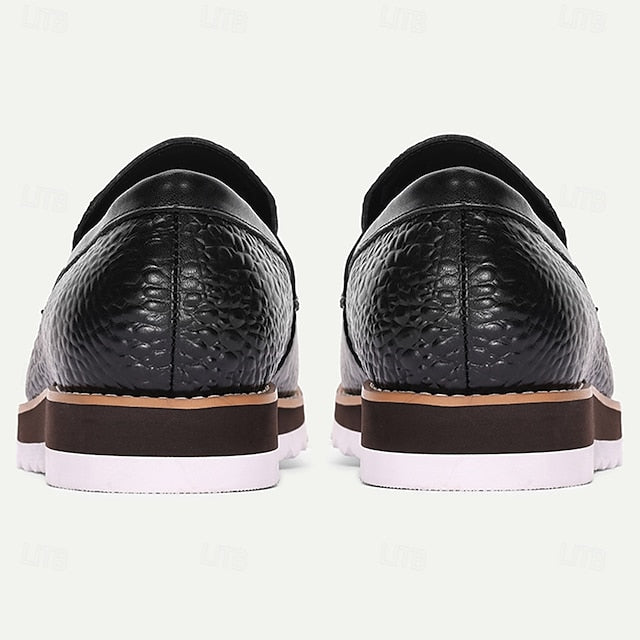 Slip-On Leather Loafers Black Men’s Cowhide Genuine