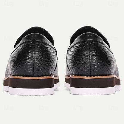Slip-On Leather Loafers Black Men’s Cowhide Genuine