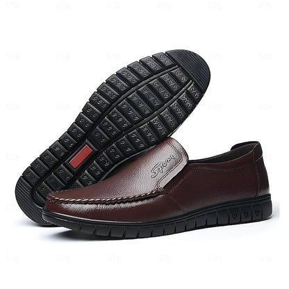 Cowhide Black with Men's Slip-On Premium Loafers Decorative