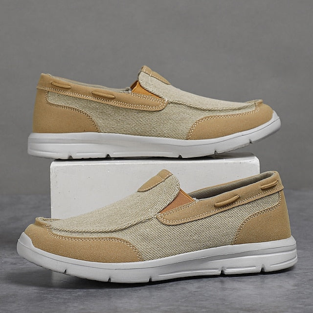 Beige Lightweight – Slip-On Men's Loafers Canvas