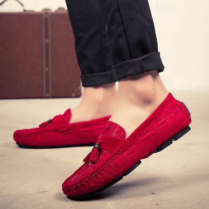 Detail Faux with Suede Tassel Men's and Brown Loafers