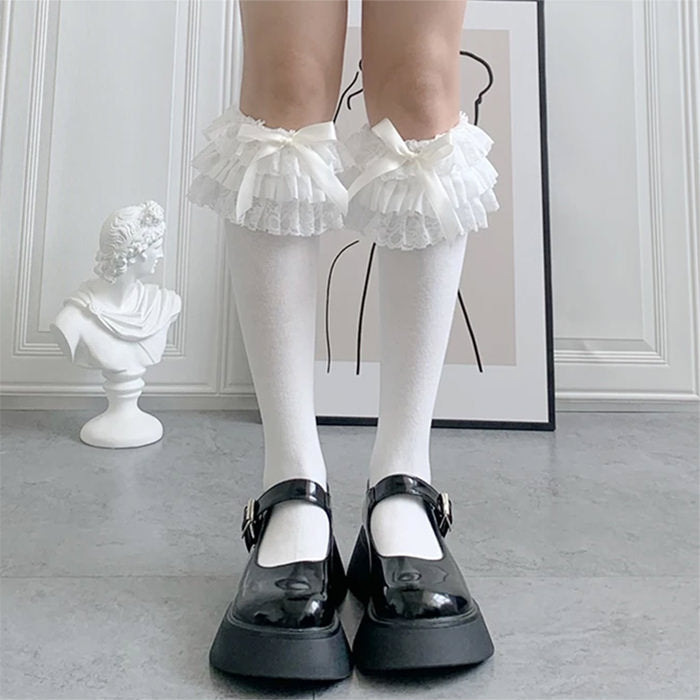 Lolita Lace Ruffle Bow Socks W688