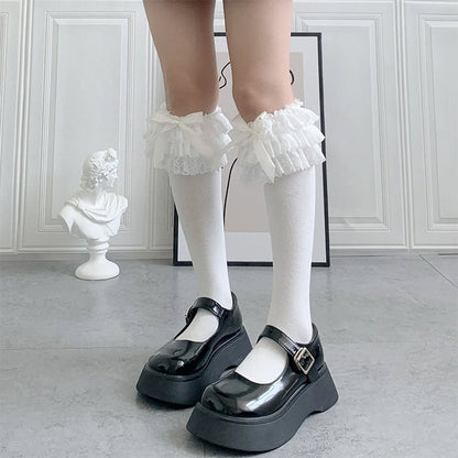 Lolita Lace Ruffle Bow Socks W688