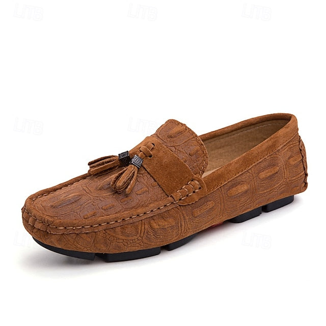 Detail Faux with Suede Tassel Men's and Brown Loafers