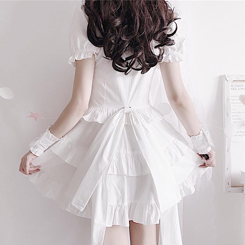 Y2K Ruffle Lace Up Buckle Gothic Sweet Dress