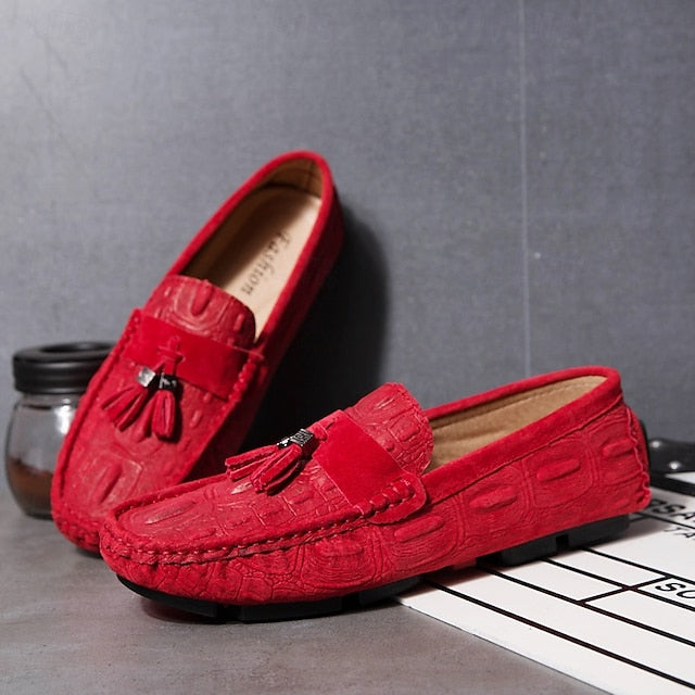 Detail Faux with Suede Tassel Men's and Brown Loafers